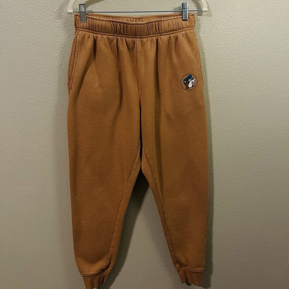 Buc-ee's Beaver Logo Joggers Sweat‎ Pants Brown Stretch Waist Drawstring Size M